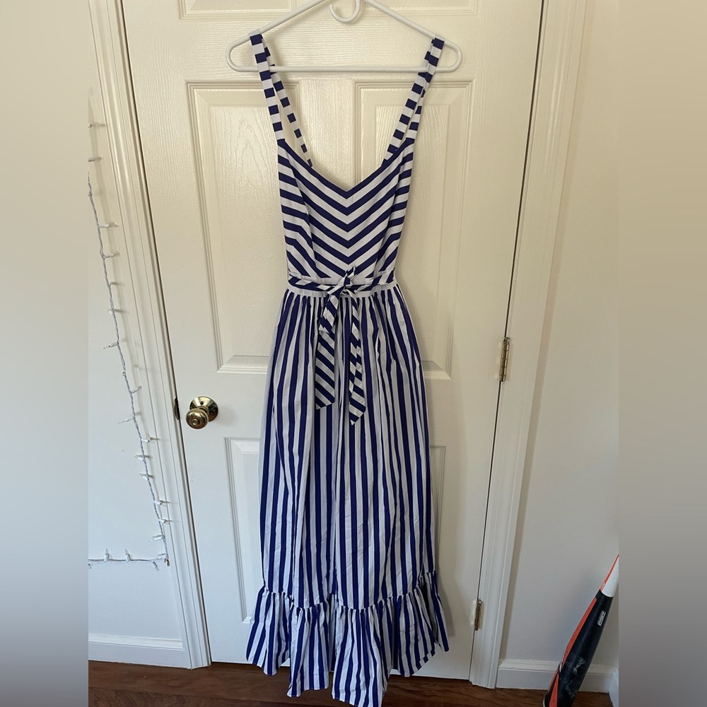 J. Crew Blue and White Striped Maxi Dress - Picture 2 of 14